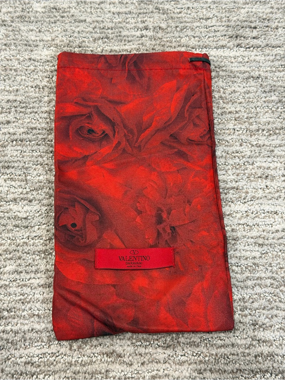 Valentino Garavani Red Rose Print Dust Bag Drawstring Pouch Italy